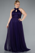 Long Dark Purple Plus Size Evening Dress ABU3253