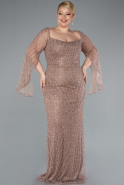 Copper Long Beaded Plus Size Engagement Dress ABU4640