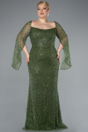 Olive Drab Long Beaded Plus Size Engagement Dress ABU4640