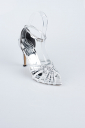 Silver Plaster Fabric Evening Shoe AB1132