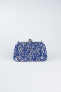 Sax Blue-Silver Suede Night Bag SH849