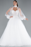 Long White Plus Size Wedding Dress ABG148