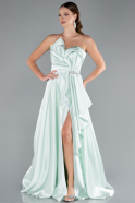 Mint Strapless Slit Long Satin Prom Gown ABU4522
