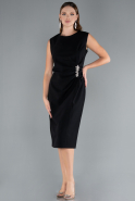 Black Sleeveless Midi Plus Size Party Dress ABK2190