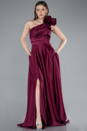 Plum Long Satin Evening Dress ABU4189