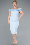 Midi Light Blue Plus Size Party Dress ABK2318