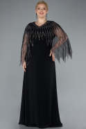 Black Stones On Top Two Piece Long Plus Size Evening Gown ABU4888
