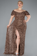 Long Copper Scaly Plus Size Evening Gown ABU4863