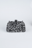 Black-Silver Plaster Fabric Night Bag SH849