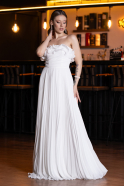 White Strapless Long Chiffon Prom Gown ABU4866
