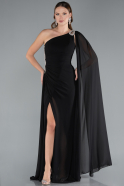 Long Black Chiffon Evening Dress ABU4406