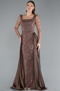 Long Copper Beaded Plus Size Engagement Dress ABU4761