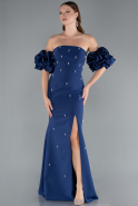 Long Navy Blue Mermaid Evening Gown ABU5013