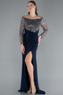 Long Navy Blue Evening Dress ABU4896