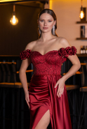 Long Burgundy Satin Evening Dress ABU4895