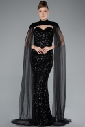 Long Black Scaly Evening Dress ABU4910