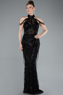 Long Black Beaded Evening Dress ABU4912