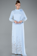Long Light Blue Hijab Dress ABU4931