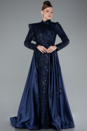 Long Navy Blue Hijab Dress ABU4932