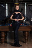 Long Navy Blue Scaly Evening Dress ABU4910