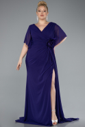 Long Purple Chiffon Plus Size Evening Dress ABU4911