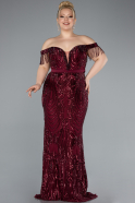 Long Burgundy Plus Size Engagement Dress ABU3785
