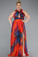 Long Orange Plus Size Evening Gown ABU4902