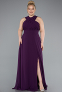 Long Purple Chiffon Formal Plus Size Dress ABU4951