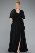 Long Black Chiffon Formal Plus Size Dress ABU4951