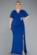 Sax Blue Long Formal Plus Size Dress ABU3645
