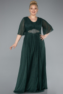Emerald Green Short Sleeve V Neck Long Glittery Plus Size Evening Dress ABU4887