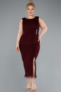 Midi Burgundy Plus Size Evening Dress ABK2338