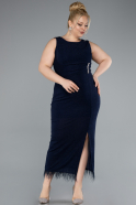 Midi Navy Blue Plus Size Evening Dress ABK2338