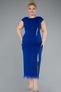 Midi Sax Blue Plus Size Party Dress ABK2340