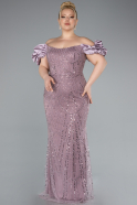 Lavender Long Beaded Plus Size Engagement Dress ABU4788