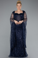 Long Navy Blue Plus Size Evening Gown ABU4945