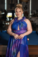 Long Purple Plus Size Evening Gown ABU4902