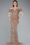Gold Long Scaly Mermaid Evening Gown ABU4906