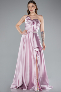 Powder Color Strapless Slit Long Satin Prom Dress ABU4561