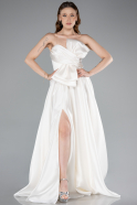 Long White Satin Evening Dress ABU4975