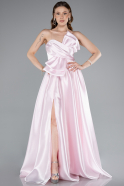 Long Powder Color Satin Evening Dress ABU4975