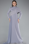 Long Grey Hijab Dress ABU4976