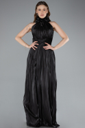 Black Halter Neck Long Chiffon Evening Dress ABU4811