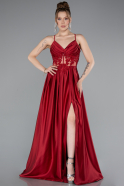 Burgundy Long Satin Evening Dress ABU2583