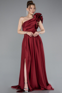 Burgundy Long Satin Evening Dress ABU4189