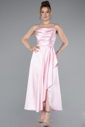 Pink Midi Satin Invitation Dress ABK1586