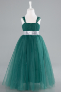 Emerald Green Long Girl Dress ABU3031