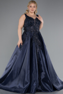 Long Navy Blue Plus Size Haute Couture Dress ABU4557