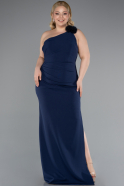 Long Navy Blue Plus Size Evening Gown ABU4892