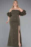 Long Olive Drab Plus Size Evening Dress ABU4990